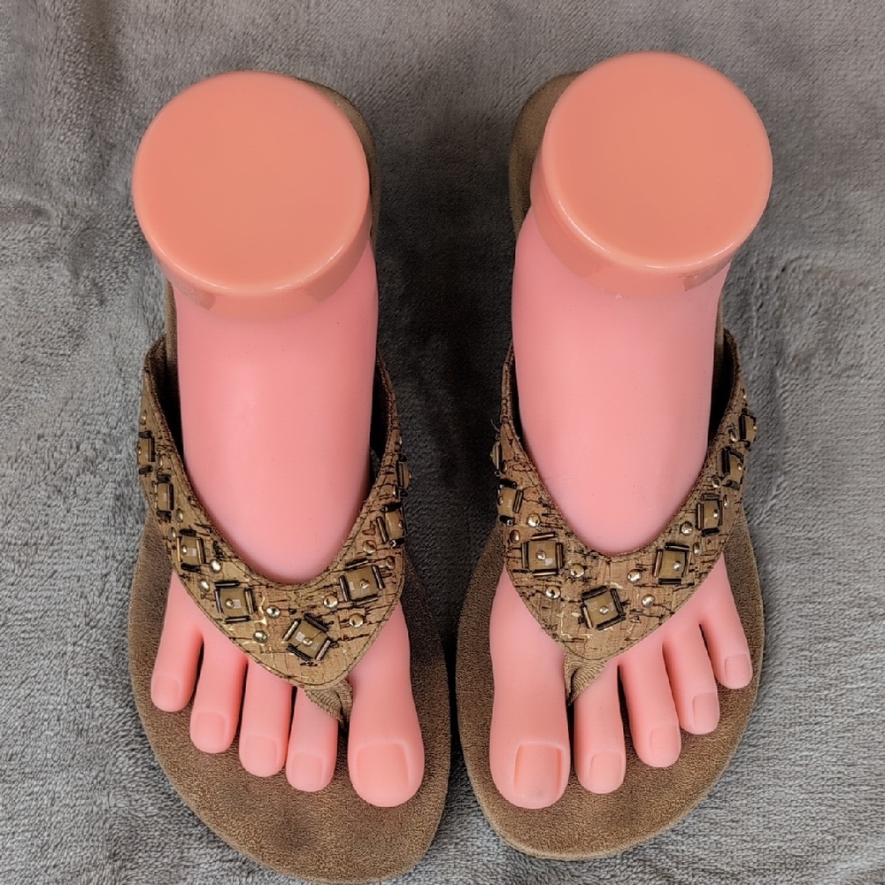 Vionic Womens Floriana Brown Cork Sandal Flip Flop Size 7 Comfort Sandal